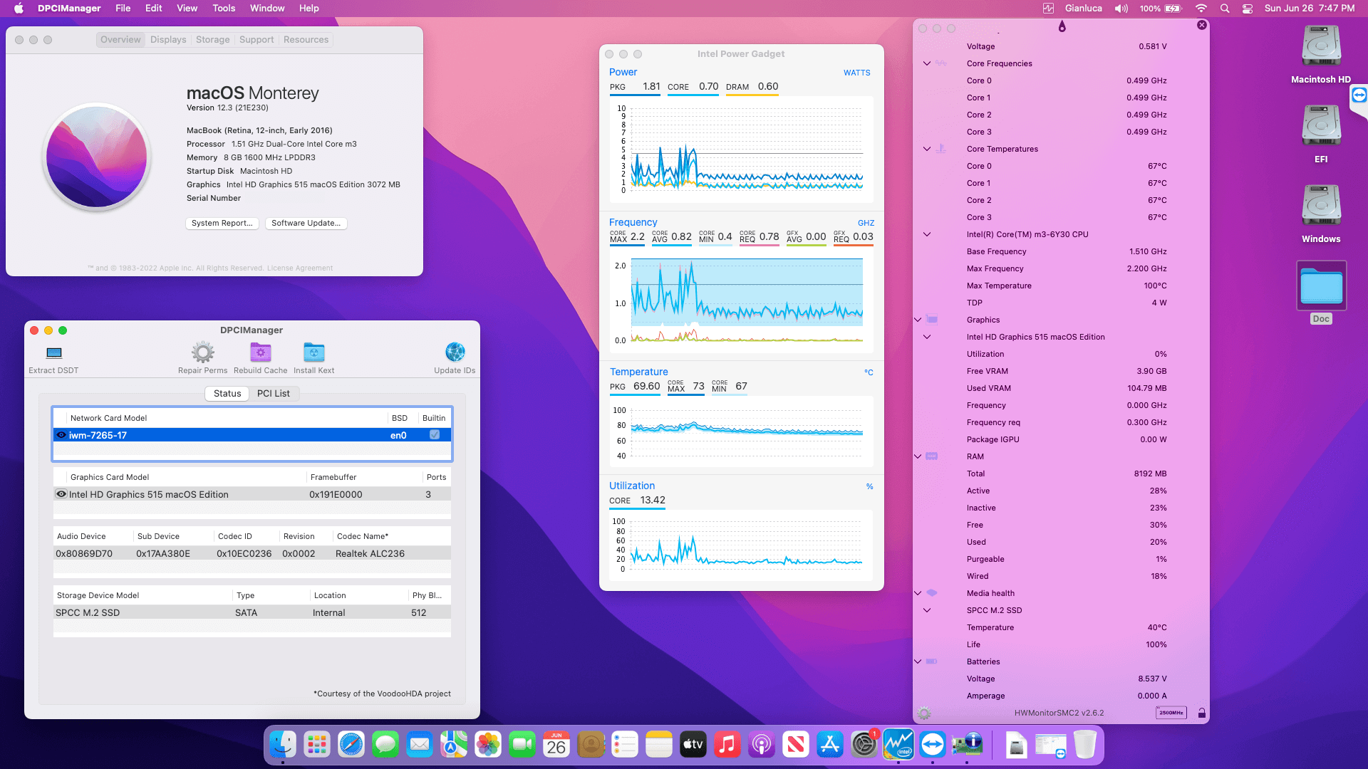 Success Hackintosh macOS Monterey 12.3 Build 21E230 in Lenovo Yoga 700-11ISK
